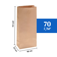 Крафт пакет бурый 90*65*225 (Ш*Г*В) мм (50 шт)