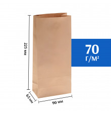 Крафт пакет бурый 90*65*225 (Ш*Г*В) мм 