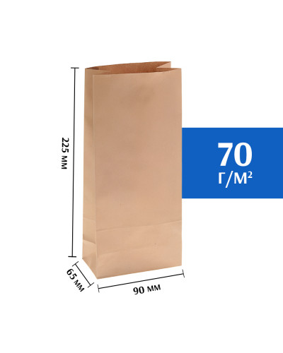 Крафт пакет бурый 90*65*225 (Ш*Г*В) мм (50 шт)