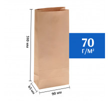 Крафт пакет бурый 90*65*310 (Ш*Г*В) мм