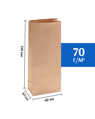 Крафт пакет бурый 90*65*310 (Ш*Г*В) мм (50 шт)