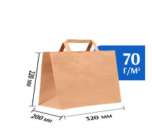 Бумажные пакеты с плоскими ручками 320x200x220мм