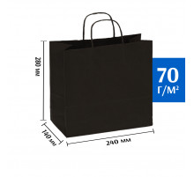 Бумажный пакет черный с кручеными  ручками 240х140х280 мм 