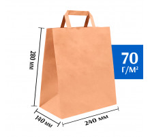 Бумажные пакеты с плоскими ручками 240х140х280 мм