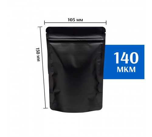 Пакет дой-пак металлизированный черный  105х150 мм (50 шт)
