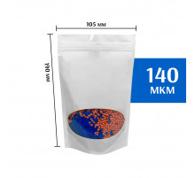 Пакет дой-пак белый с овальным окном 105*190 мм