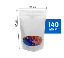 Пакет дой-пак белый с овальным окном 135*225 мм