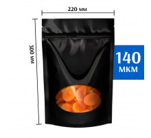 Пакет дой-пак черный с овальным окном 220*300 мм 