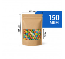 Крафт пакет дой-пак 120х185 с окном 70 мм