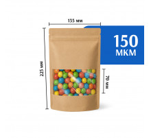 Крафт пакет дой-пак 135х225 с окном 70 мм