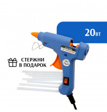  Клеевой термопистолет 20 вт + 10шт стержней 7мм 20см