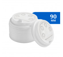 Крышка для стакана D90 пластиковая с клапаном белая (100 шт)