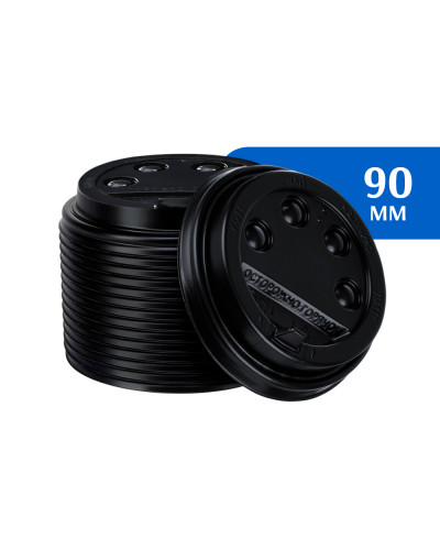 Крышка для стакана D90 пластиковая с клапаном черная (100 шт)