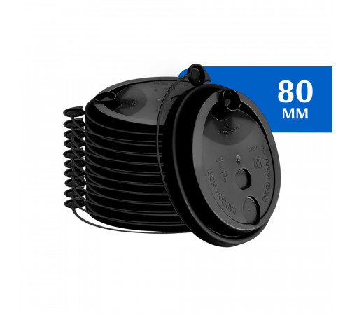 Крышка для стакана D80 пластиковая с петейником черная (50 шт)