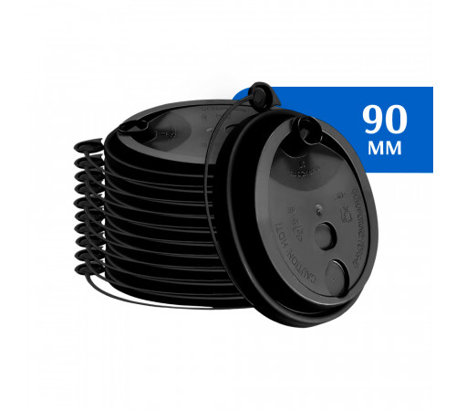 Крышка для стакана D90 пластиковая с питейником черная (50 шт)