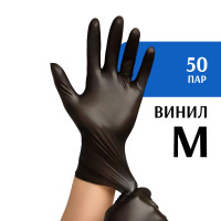Перчатки виниловые  черные (М ) 50 пар