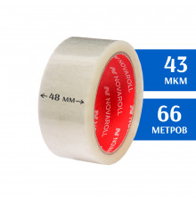Клейкая лента прозрачная 48мм 66м 43мкм (скотч)