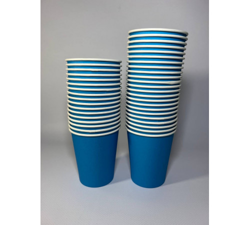 Стакан бумажный 250 мл синий 1-слой  D80 (50 шт)