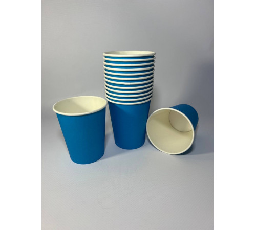 Стакан бумажный 250 мл синий 1-слой  D80 (50 шт)