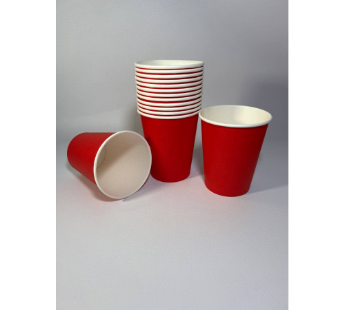 Стакан бумажный 250 мл красный 1-слой D80 (50 шт)