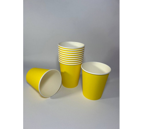 Стакан бумажный 250 мл желтый 1-слой  D80 (50 шт)