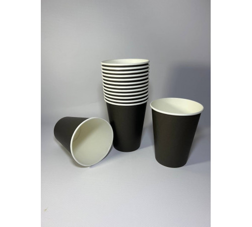 Стакан бумажный 250 мл черный 1-слой D80 (50 шт)
