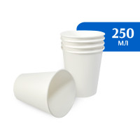 Стакан бумажный 250 мл белый 1-слой  D80 (50 шт)