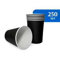 Стакан бумажный 250 мл черный 1-слой D80 (50 шт)