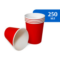 Стакан бумажный 250 мл красный 1-слой D80 (50 шт)