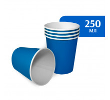Стакан бумажный 250 мл синий 1-слой  D80 (50 шт)