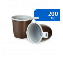 Чашка пластиковая 200 мл коричневая (50шт)