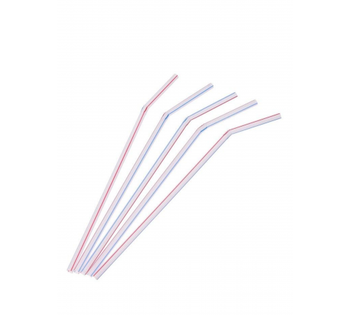 Трубочки с гофрой для коктейля 5х210 мм,  в красно-синюю полоску, 250 шт