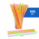 Трубочки с гофрой для коктейля 5х210 мм,  неоновые, 100 шт.
