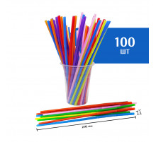 Трубочки с гофрой для коктейля 5х210 мм,  цветные, 100 шт.