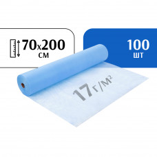 Простыни 70х200см  17г/м2  в рулоне голубой  (100 шт)